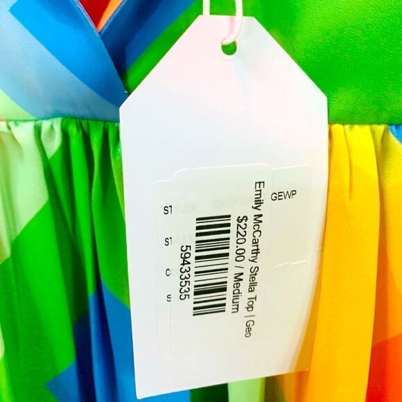 Emily McCarthy Stella Top Geo Multi Color Rainbow NWT Medium - Picture 3 of 3
